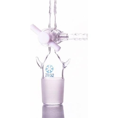 PTFE piston valve T type plug tee,Joint 29/32,Tee connector,T-shaped three-way pressure head with lug