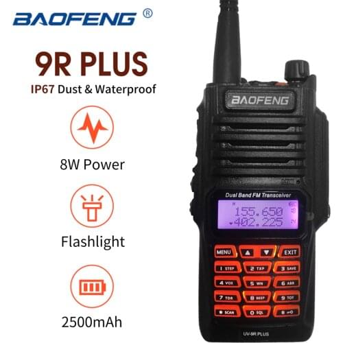 Newest Baofeng UV-9R Plus Walkie Talkie Waterproof 8W UHF VHF Dual Band 136-174/400-520MHz Ham CB Radio FM Transceiver Scanner