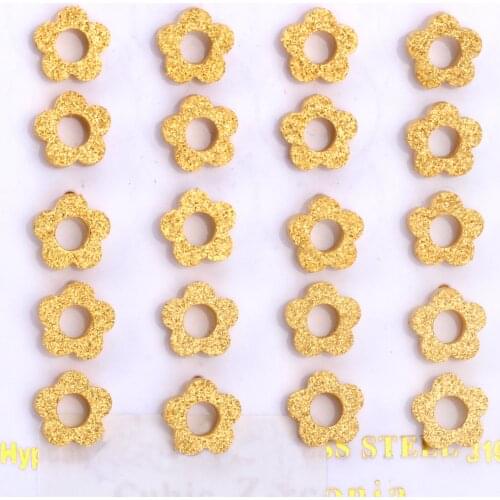 10 Pairs Classic Flower Stud Earrings Stainless Steel Gold Simple Fashion for Women Student Teen Piercing Jewelry Accessories