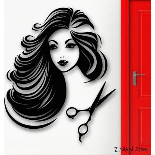 Barbershop Wall Decals Pinturas Murais Wallpaper Decal Hot Sexy Girl Beauty Hair Salon Spa Removable Wall stickers Mural H334