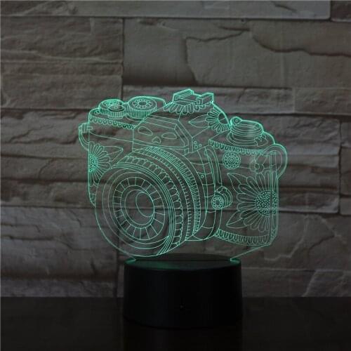 Novelty 3D Lamp Camera Illusion LED USB Lamp Touch luminaria 7 Color Changing Desk Night Light Bedside Decoration LED Lamp 3381