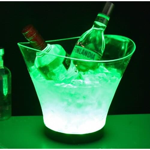 LED 6L Wine Cooler Waterproof Plastic LED Ice Bucket For Beers Nightclubs KTV Drinks Kitchen Tools Bucket With LED Light