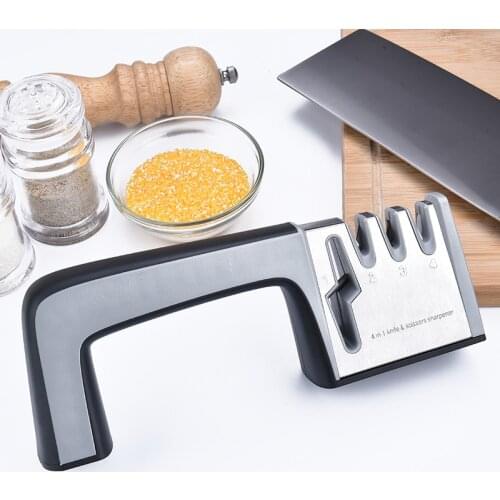 Multifunction Knife Sharpener 4 in 1 Diamond Coated Fine Rod Knife Shears and Scissors Professional Kitchen Sharpening Stone