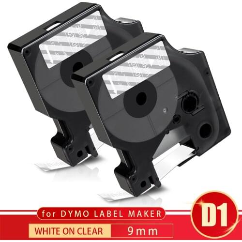 Topcolor 40920 White on Clear 9mm*7m Compatible Dymo D1 Label Tape for Dymo Label Maker LabelManager 160 210D Typewriter Printer