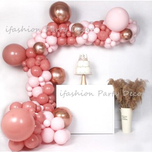 Balloons Garland Retro Dusty Pink Rose Gold Balloon Arch Kit Gold Globos Baby Shower Goods Wedding Birthday Balloons Decoration