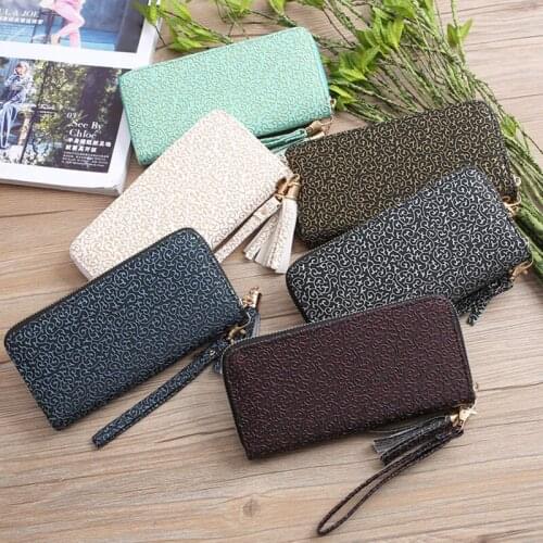 Women Fashion Flower Print Totem Zipper Wallet Billfold Change Purse Phone Case Coin Pocket Credit Bank ID Card Holders Handbag