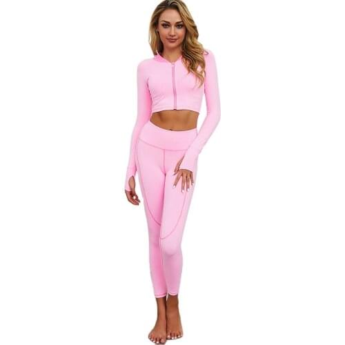 Female Sport Fitness Suit Yoga Top Set Womens Vital Seamless Tracksuit Gym Clothing Fitness Womens Long Sleeve Crop Top