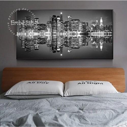 1 Pieces Black And White New York City Landscape Wall Art Pictures For Living Room Modern Home Decor Posters HD Canvas Paintings