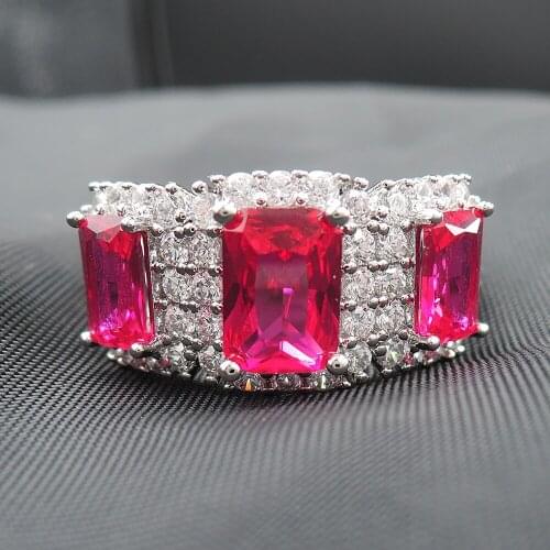 2020 Fashion Glamour For Women Rings Index Finger Sapphire Rose Red Gemstone Wedding Birthday Fine Jewelry Gifts