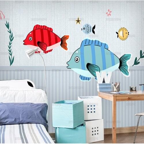 3D swimming pool fish swimming therapy wallpaper childrens room mural living room TV background wall bedroom waterproof