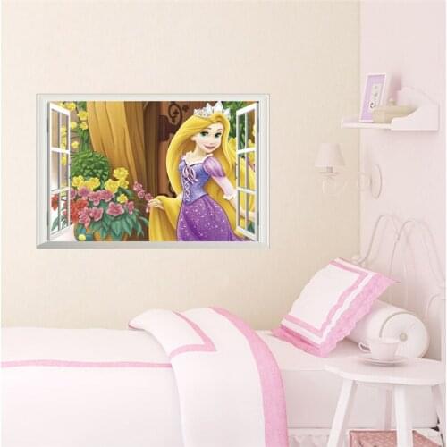 3D Princess Castle Tree vivid Flower Height Measure Wall Sticker For Kids Room Butterfly House Home Decoration Wall decals
