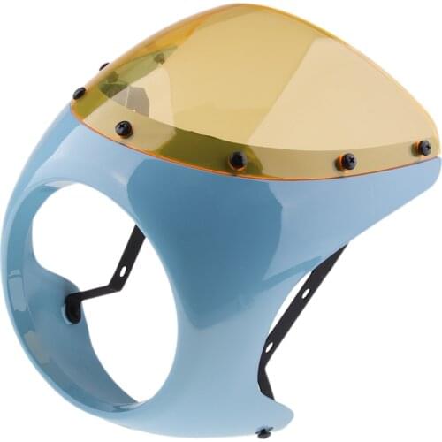 7" Headlight Fairing Screen Windshield Cover For Cafe Racer Motorcycle