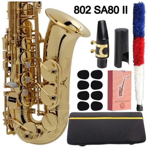 Saxophone Alto 802 Professional Alto Sax 802 Super Action 80 Series II Saxophone Gold Lacquer Mouthpiece Reeds Neck With Case