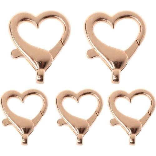 5 Pcs Love Heart Shape Lobster Buckle Keychain Pendant Alloy Jewelry Accessories DIY Metal Material
