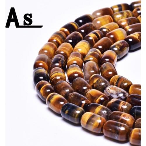 Asingeloo Barrel Shape Tiger Eye Beads 15.5"Wholesale Natural Stone Beads For Jewelry Making