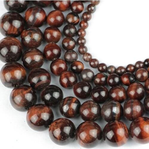 HGKLBB Natural Stone Red Tiger Eye Beads 4/6/8/10/12mm Round ball Loose Beads For jewelry Making handmade Bracele necklace DIY