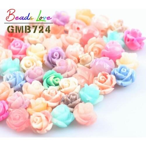 6/8/10/12mm 20pcs Mixed Rose Coral Stone Beads Diy Craft Carved Flower Charms Spacer Beads for Jewelry Making Bracelet Necklace