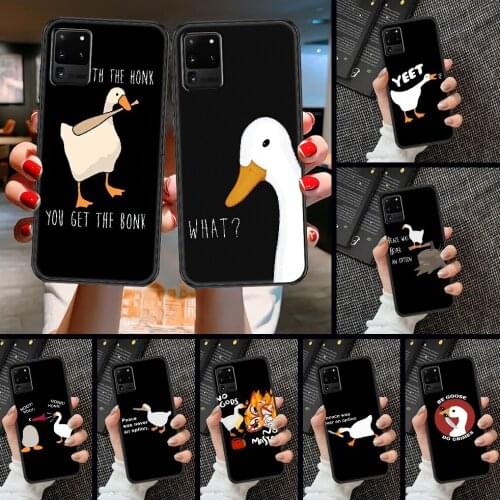 Untitled Goose Game duck Phone case For Samsung Galaxy Note 4 8 9 10 20 S8 S9 S10 S10E S20 Plus UITRA Ultra black painting