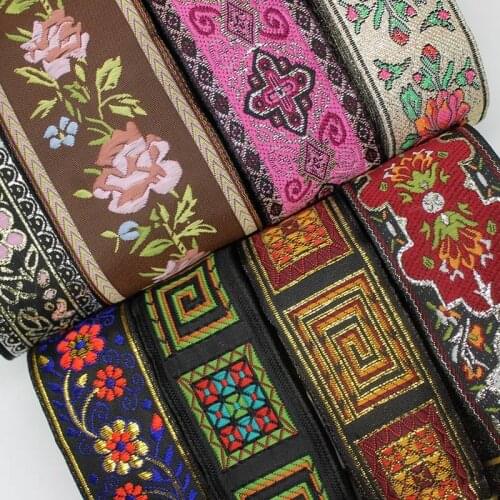 Cusack 1 meter Embroidered Webbing Ribbon Lace Trim for Garment Bags Home Textiles DIY Crafts Sash Belt Shoulder Strap 17 Color