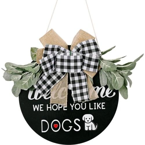 Doorplate Wooden Signs Creative Letter Hanging Decoration Pastoral DOGS Style For Garden Home 30cm Puppy Leaf Welcome Listing