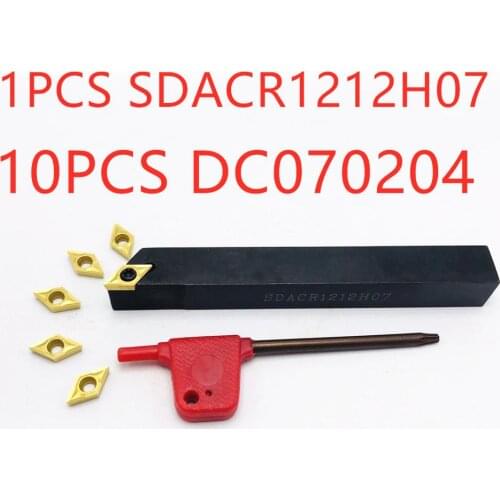 1PCS SDACR1212H07 90 degree external turning tool holder for CNC lathe tools + 10PCS DCMT070204 machine tool accessories lathe
