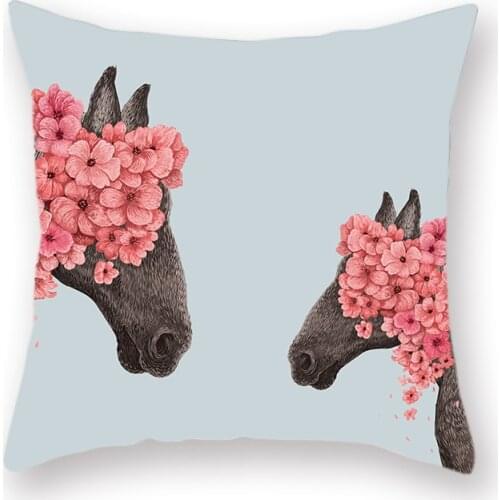 Pentium Horse Pattern Printing Double-sided Polyester Cushion Cover Color Decorative Home Room Accessories Throw Pillowcase