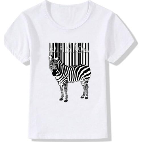 Boys T-shirt tops children clothes zebra print summer casual cute round neck white T-shirt baby clothes boy top boy t-shirt