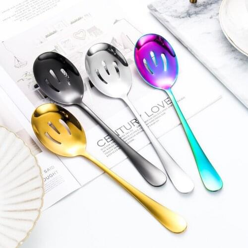 Kleurrijke Stainless Steel Serving Spoon Western Restaurant Public Service Spoon Colander Combination Tableware Serving Spoon