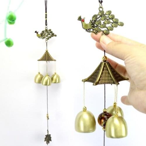 Great Sound Bronze Color Bells Wind Chimes China Copper peafowl Home Decor Happy Gifts High Quality