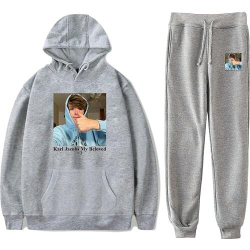 Net Red Karl Jacobs My Beloved Merch Hoodies Set Men Women Hoodies Pants Two-Piece Sweatshirt Suit Fashion Kawaii Clothes