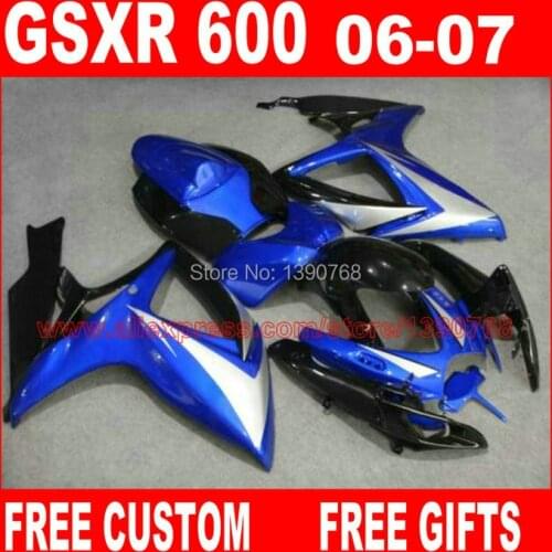 Free customize fairing kit for 06 07 SUZUKI K6 GSXR 600 750 blue white black ABS fairings set gsx-r600 2006 GSX-R750 2007 HV77