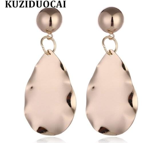 Kuziduocai New Fashion Fine Jewelry Will Not Fade Pure Metal Modern Style Distortion Droplet Stud Earrings For Women Gifts E-717