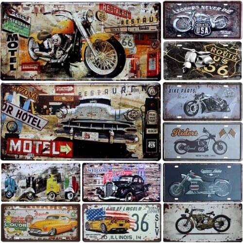 Hot Motorcycle Car Metal License Plate Vintage Home Decor Tin Sign Bar Pub Garage Decorative Metal Sign Metal Painting Plaque