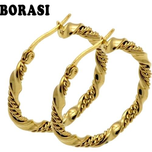 Fashion Jewelry Double Cable Hoop Earrings 3 Size Brand Earrings For Women Gold Color Hoop Earrings Brincos Girls Ladies Europe