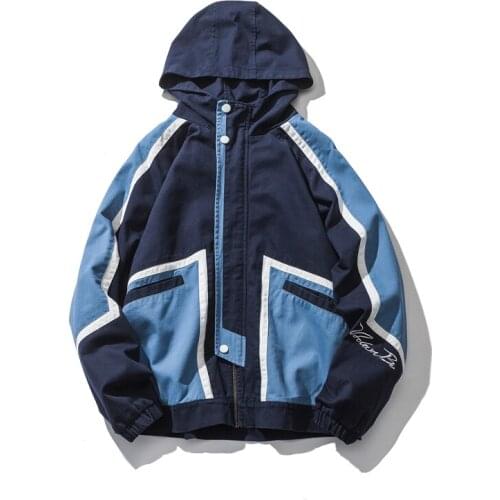 2020 autumn and winter new mens denim jacket mens jacket casual original retro color contrast hooded jacket style male designe