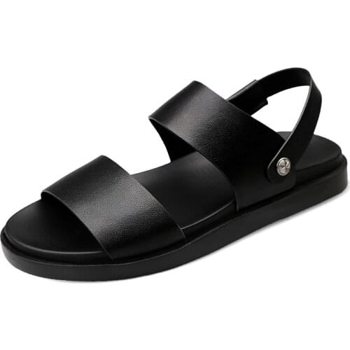 High Quality Rome Style Summer Men Shoes Concise Breathable Black Mens Sandals Outdoor Minimalist Flat Slippers Designer Slides
