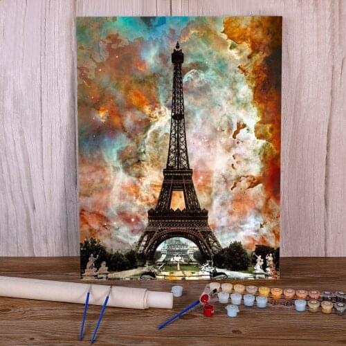 Landscape Paris Tower Coloring By Numbers Painting Kit Oil Paints 50*70 Painting On Canvas Loft Wall Picture Handiwork