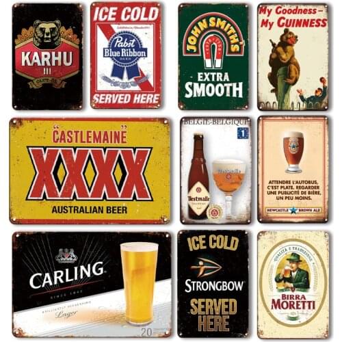 Beer Billboard Tin Sign Vintage Beer Sticker Metal Plate Sign Personalized Kitchen Bar Decor Sign Art Wall Metal Painting Plaque