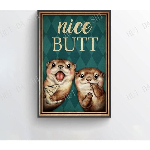 Otter Poster - Nice Butt, Funny Otter Art Print, Bathroom Wall Decor, Funny Toilet Wall Art, Animal Lover Gift, Best Gifts Ever