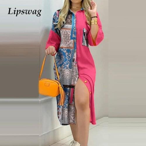 Women Elegant Polka Dot Party Dress 2021 Spring Turn-down Collar Button Shirt Dress Lady Casual Long Sleeve A-Line Dresses Belt