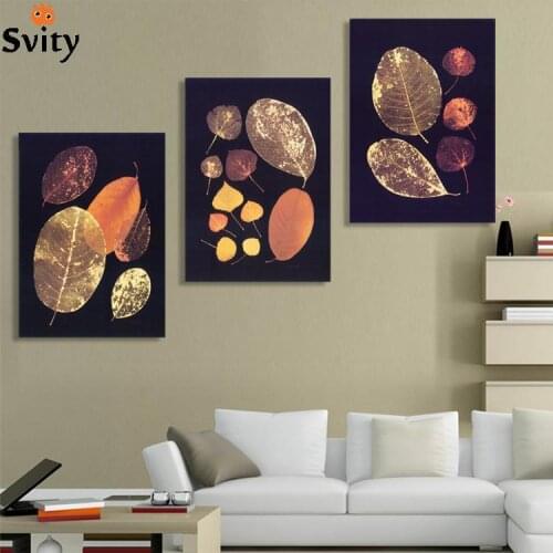 Giveaways wall sticker Free Shipping 3 Pcs/Set Ancient Canvas Painting Wall Art Canvas Print gold leaf Picture