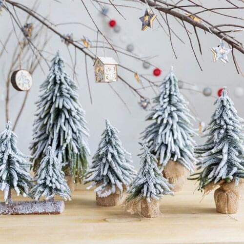 Mini DIY Fake Cedar Christmas Tree for Christmas Home Decoration Snow Frost Tree Christmas Ornamen Prop for Shop Garden Bedroom
