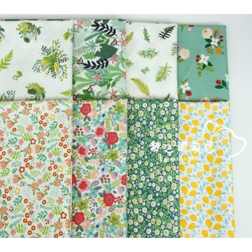 Telas Patchwork Algodon Green 100% Cotton Fabric Meter Plain Flowers and Leaves Designs Tela Sewing Ankara Fabric 160cm Material