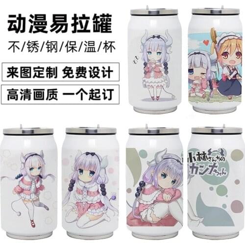 Anime Kobayashi-san Chi No Maid Dragon Stainless Steel Thermos Cup DIY Vacuum Cup Toy Gifts 350ml