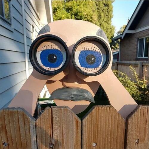 Fence Decoration Nosy Old Man And Lady Garden Wind Spinners Yard Art Decorative Stakes Fathers And Monther Day Gift