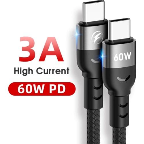FONKEN 60W PD USB Type C Cable for iPhone 12 Macbook Fast Charging Cable C To C PD Charger 20V 3A Laptop Phone Charger Cable