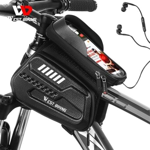 WEST BIKING Bike Frame Bag Waterproof Bicycle Bag Touchscreen Phone Case Cycling Bags MTB Bike Top Tube Handlebar Bicycle Bag
