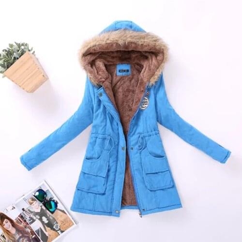 Ladies Cotton Jacket Fall/winter Casual Slim Quilted Jacket Hooded Embroidered Parka 3xl Wool Collar Hooded Cotton Jacket