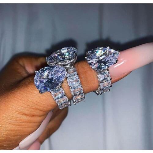 Baguette pink Pinky Zircon Stone rose gold Ring For Women Bridal Wedding Engagement Female luxury Fashion Jewelry 2020 new