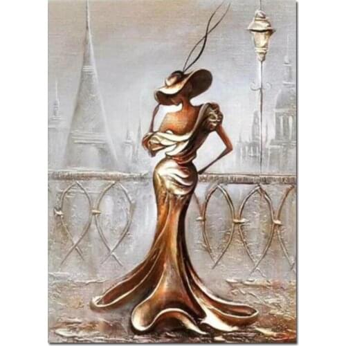 Golden Romantic Woman full round square diamond embroidery Handworke Puzzle Diy Display diamond painting mosaic Home Art,A2193